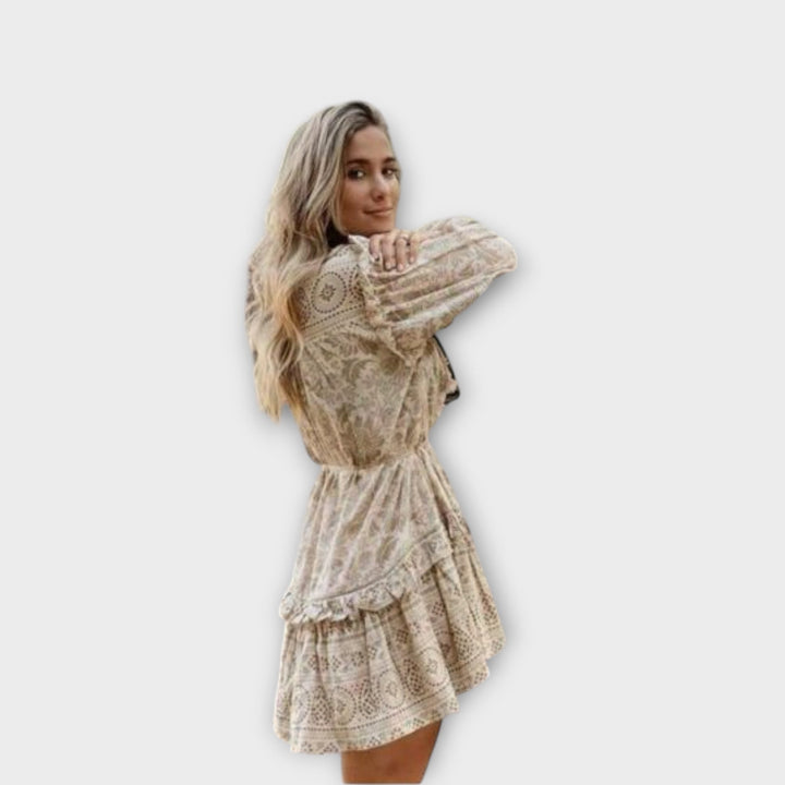 Tone - Golden Bohemian Dress with Ruffles