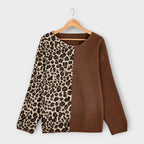 Ida - Brun genser med leopardermer