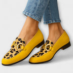 Tonje - Gule loafers med leoparddetaljer