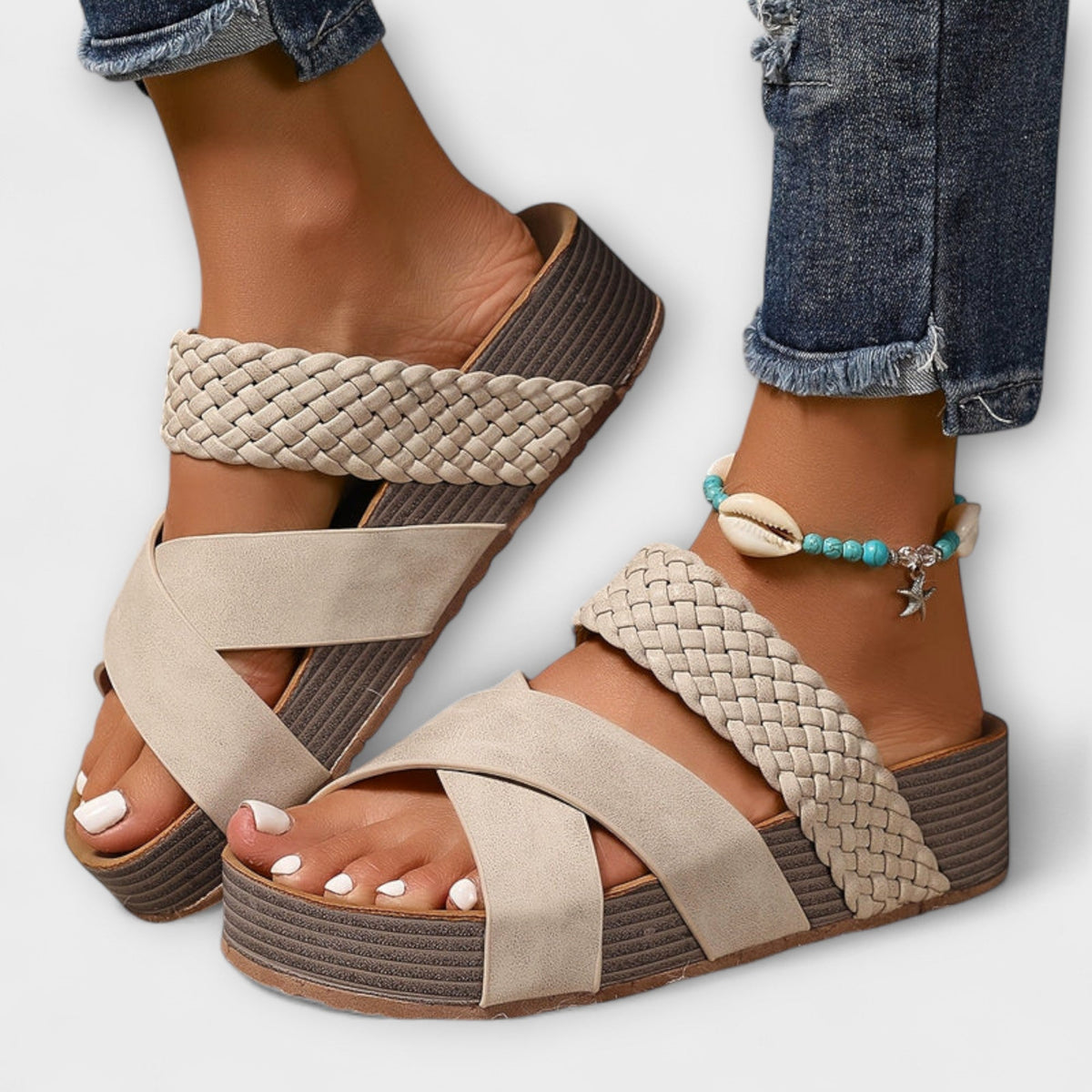 Kari - Flettede kile-sandaler