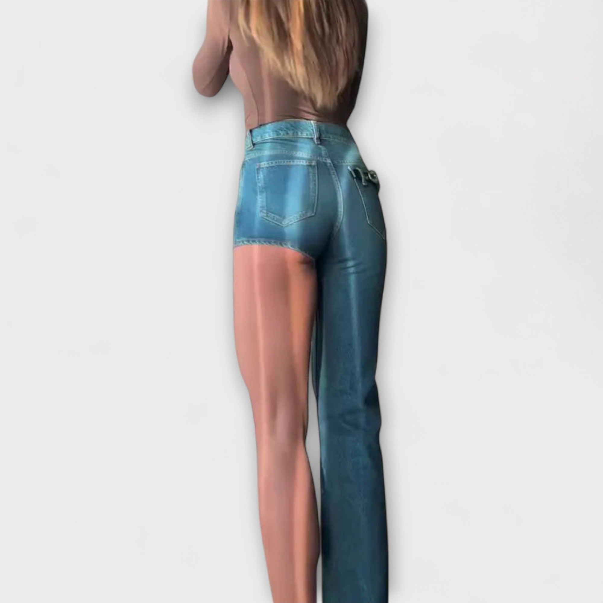 Hanne - Asymmetrisk jeans-selebukse