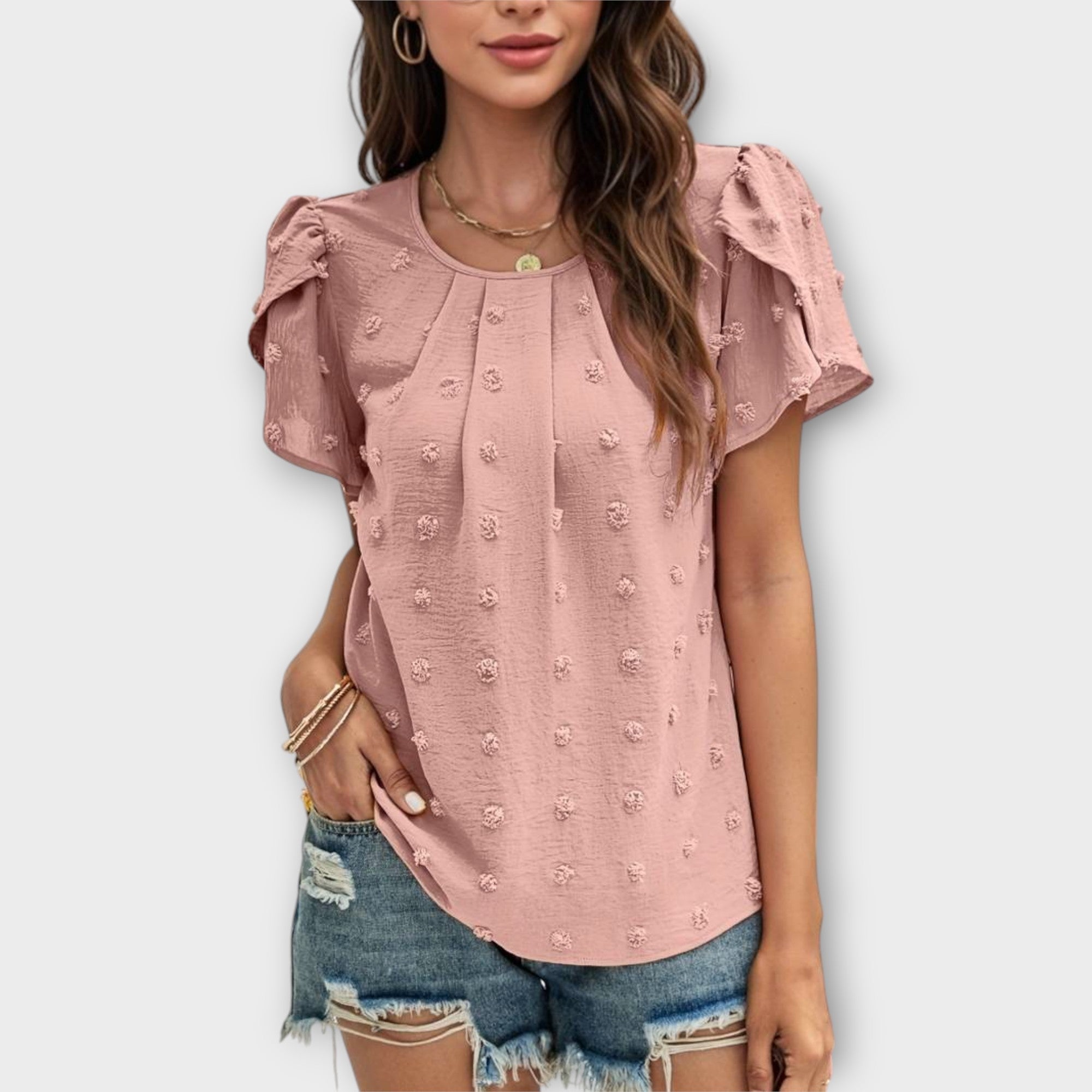 Guro - Bordeauxprikket Bluse