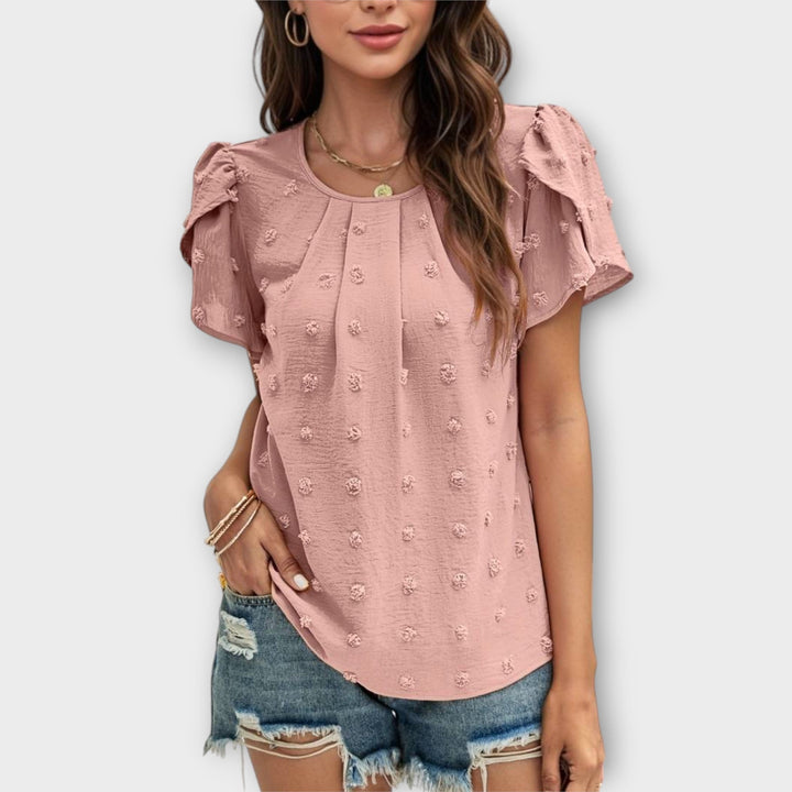 Guro - Bordeauxprikket Bluse