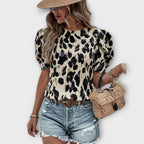 Cathrine - Bluse med leopardmønster