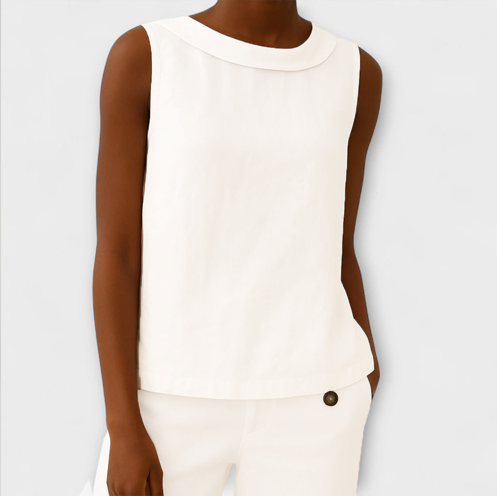 Målfrid - Beige elegant ermeløs topp