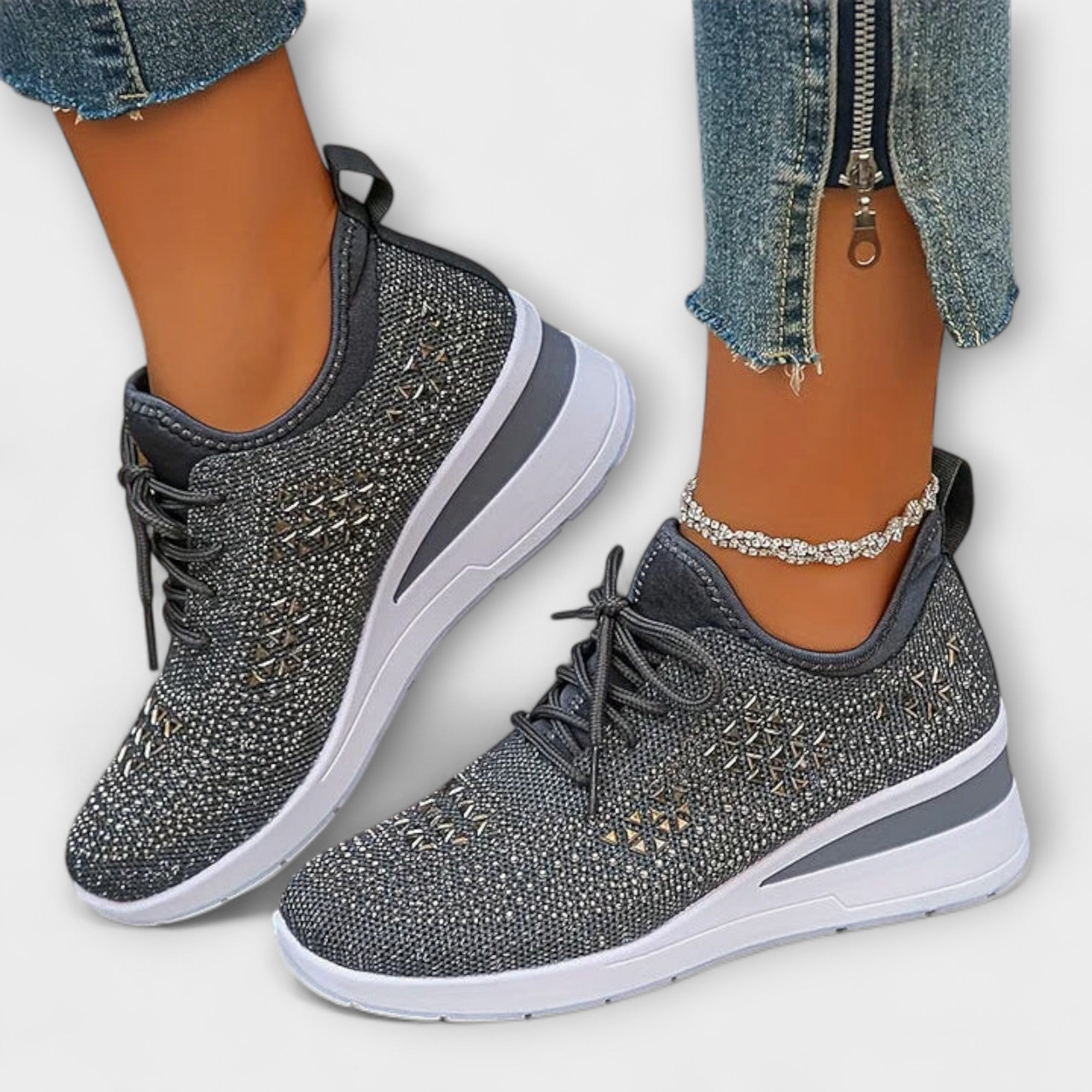 Solveig - Glitrende sneakers med strass