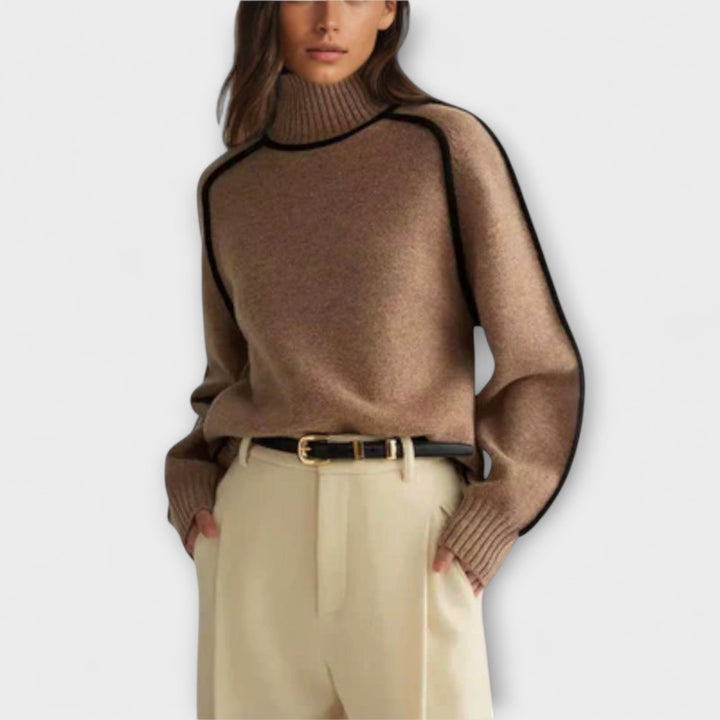 Johanne - Brun myk turtleneck-genser