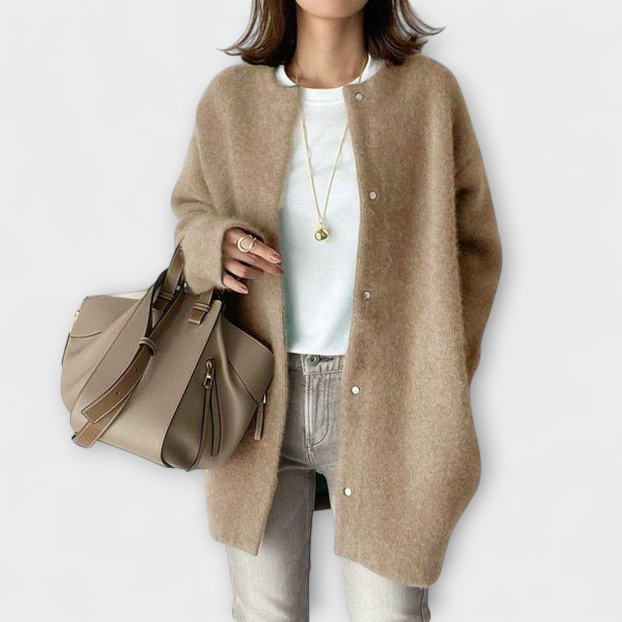 Hilde - Beige komfortabel avslappet jakke