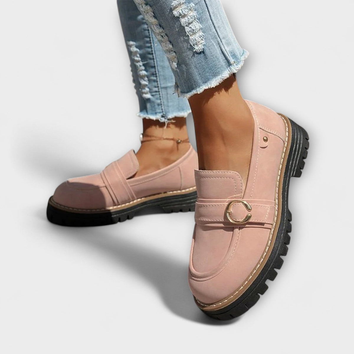 Thea - Beige platåloafer