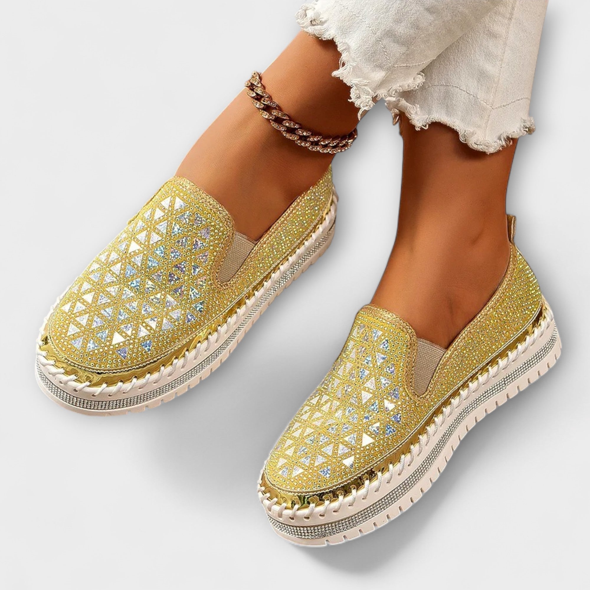 Frida - Espadrillo-tøffel med strass