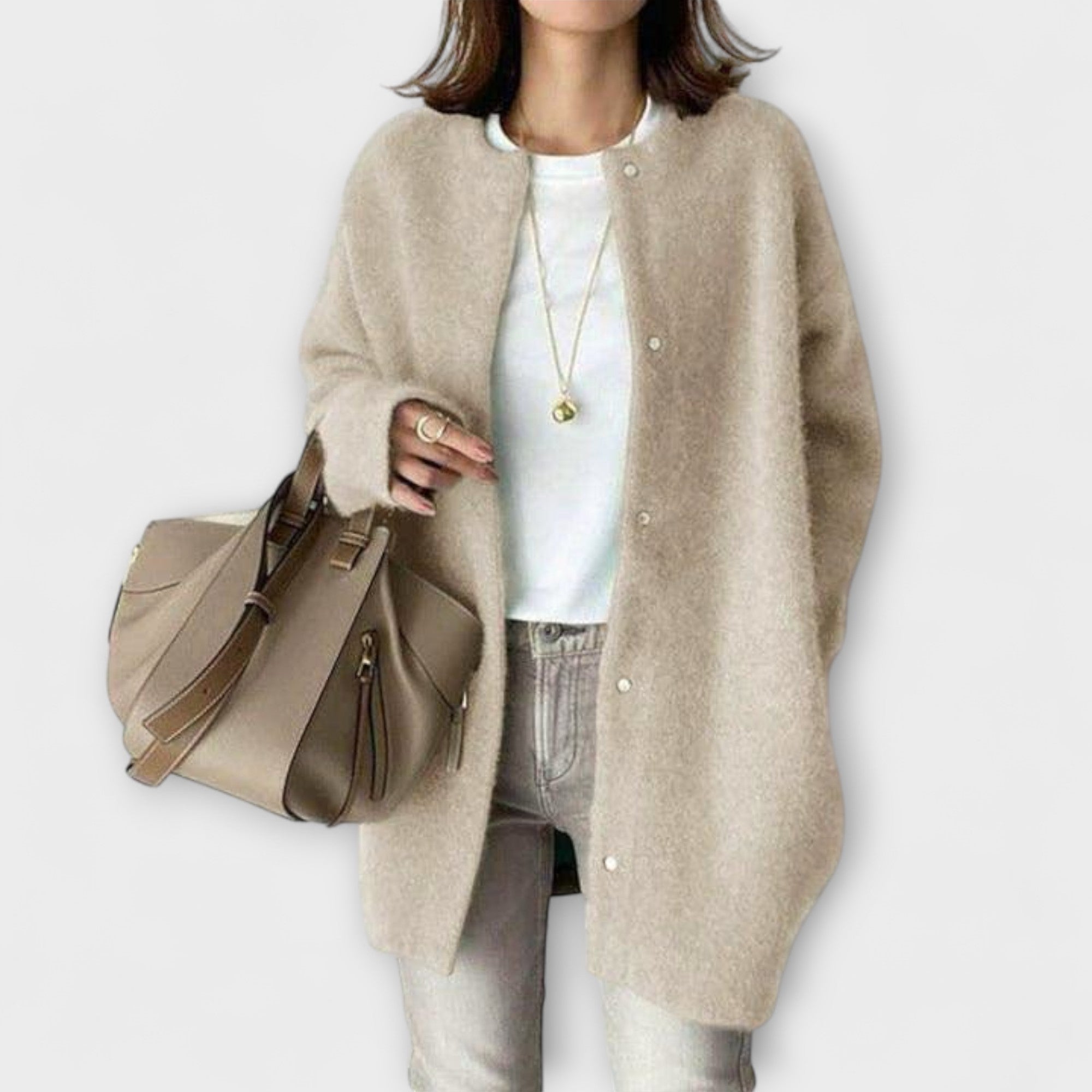 Hilde - Beige komfortabel avslappet jakke