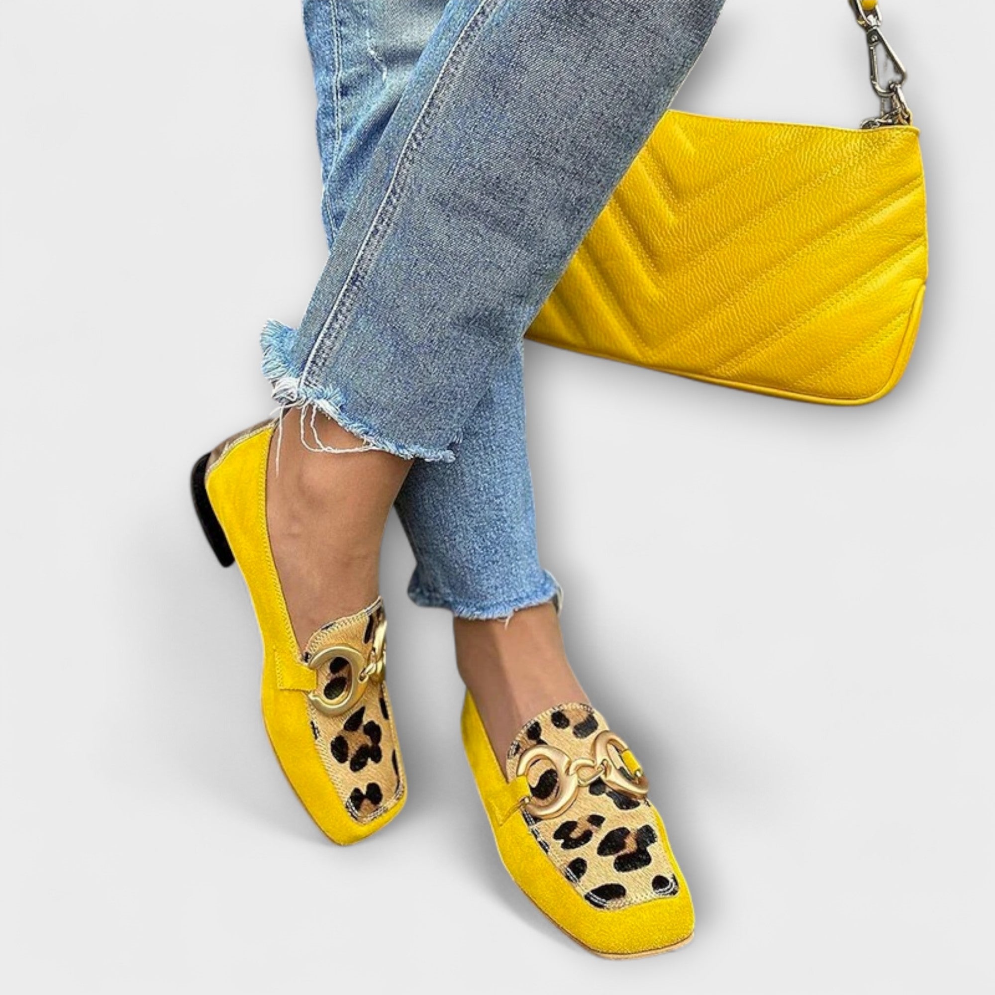 Astrid - Gule leopardloafer