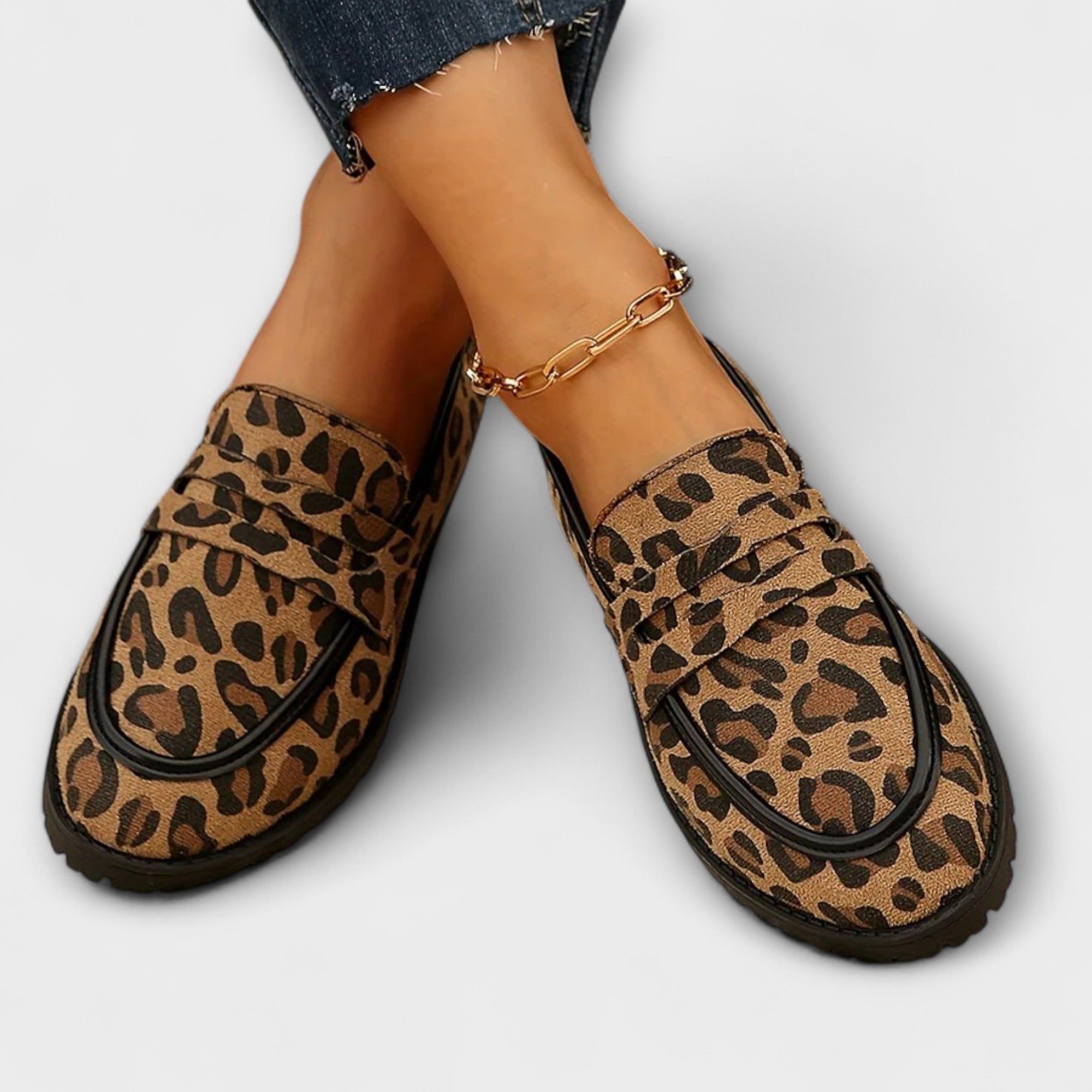 Ida - Leopard-semsket loafer