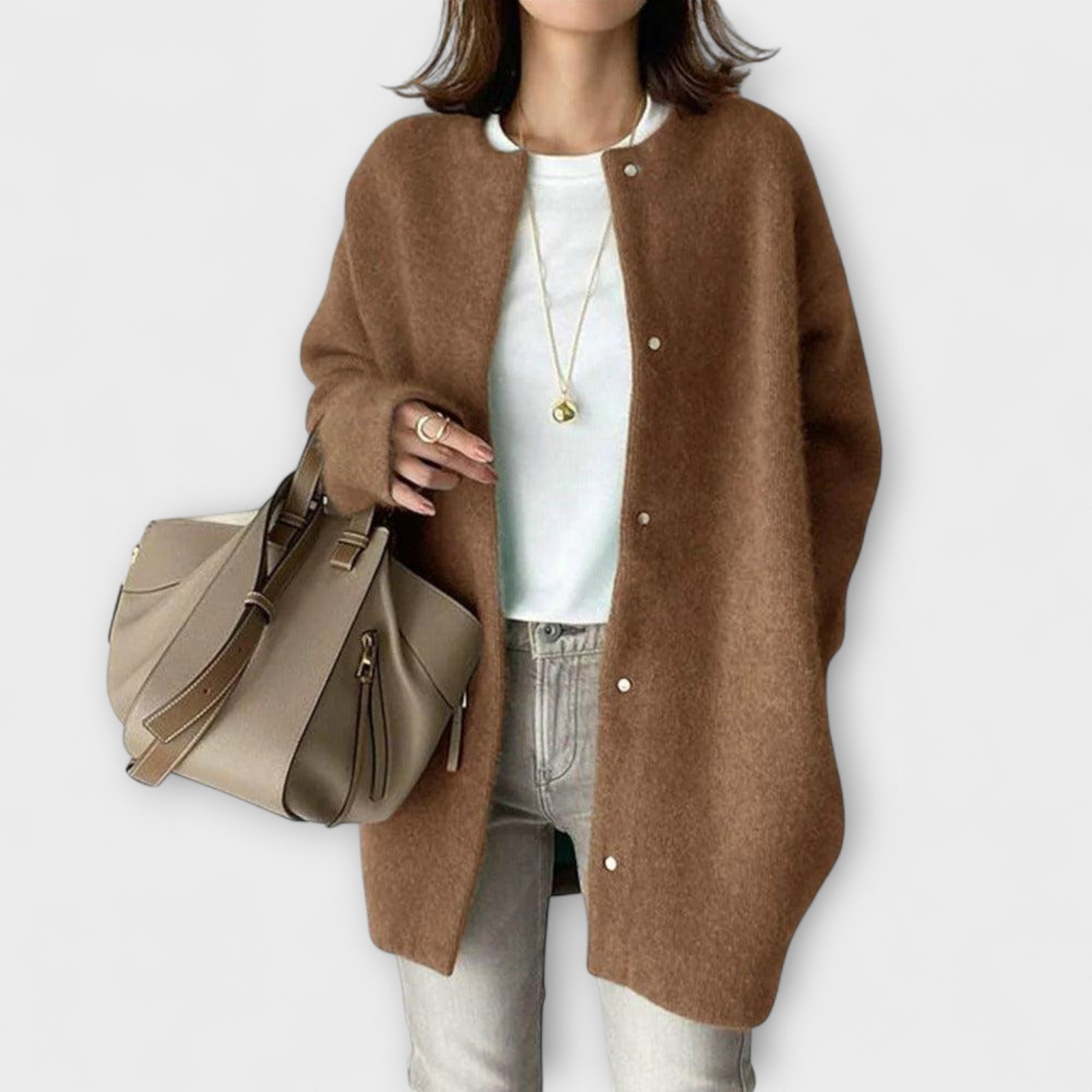 Hilde - Beige komfortabel avslappet jakke