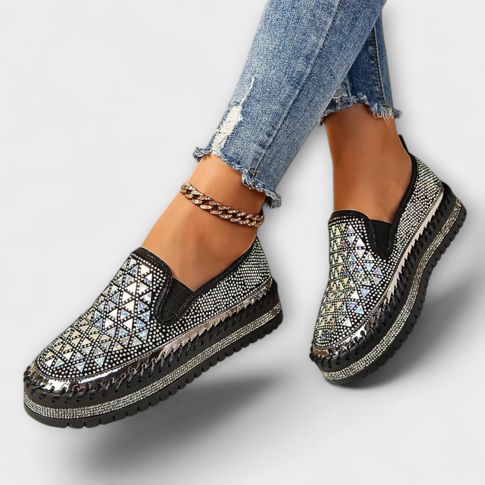 Frida - Espadrillo-tøffel med strass