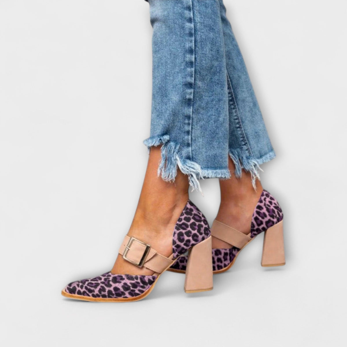 Kaia - Leopardpumps med blokkhæl