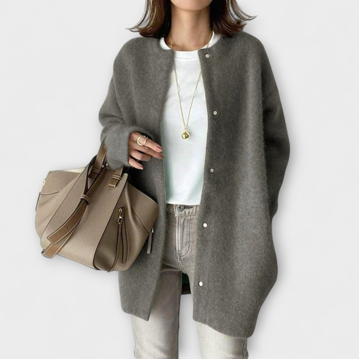 Hilde - Beige komfortabel avslappet jakke