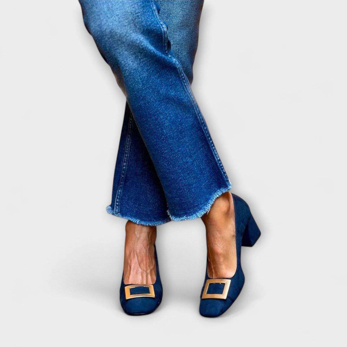 Liv - Marineblå Blokkhæl pumps