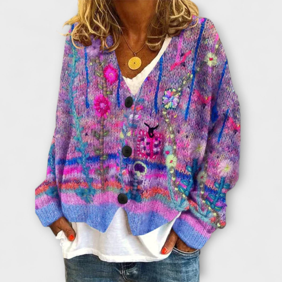 Gerd - Fargerik nostalgisk strikk Blazer