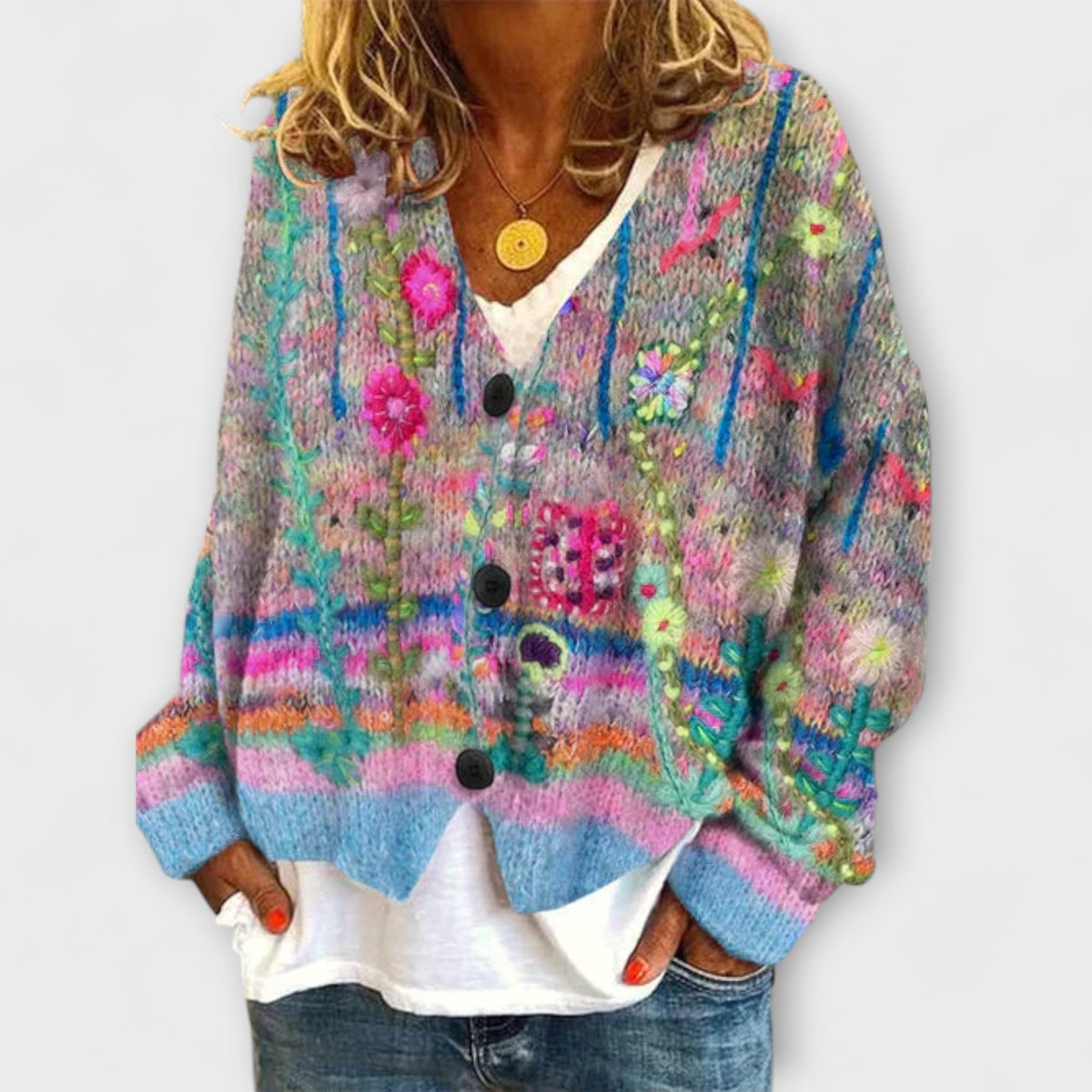 Gerd - Fargerik nostalgisk strikk Blazer