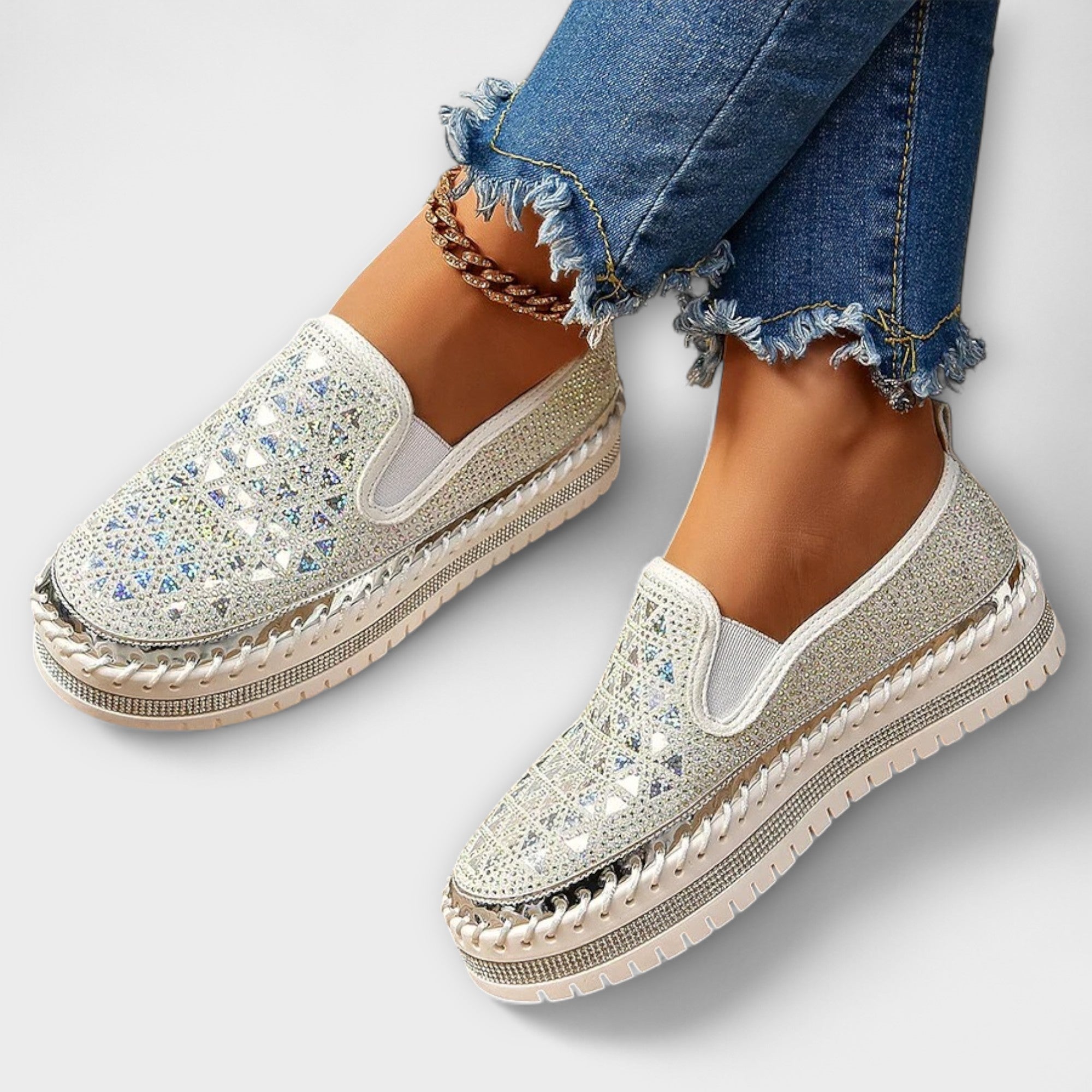Frida - Espadrillo-tøffel med strass