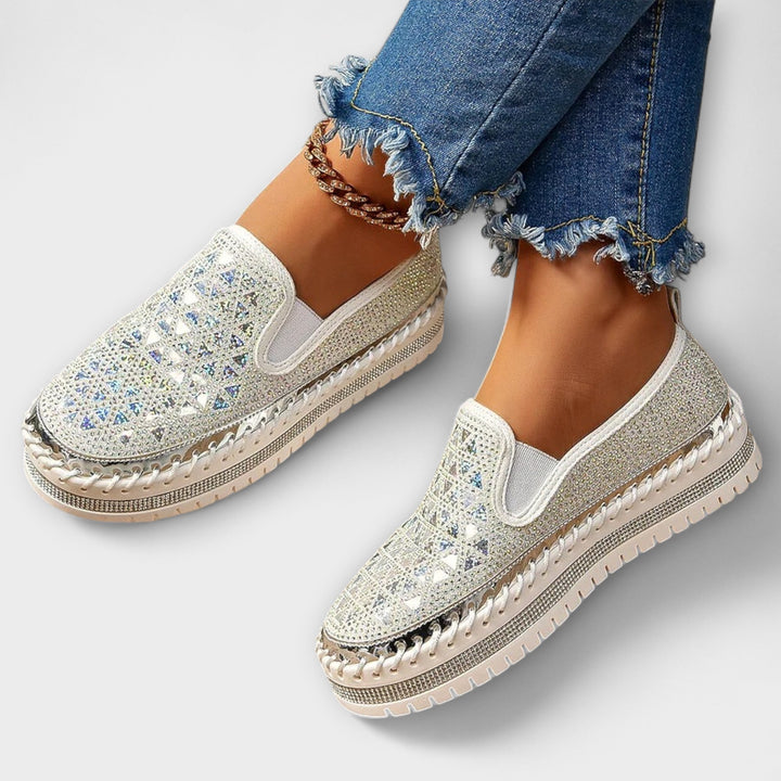 Frida - Espadrille-tøffel med strass