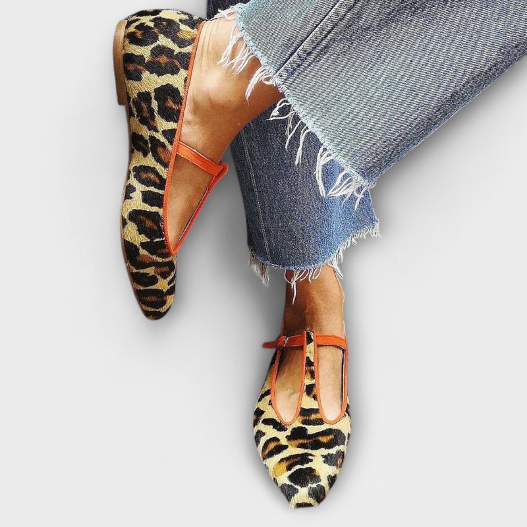 Solfrid - Leopard-ballerinasko med rem