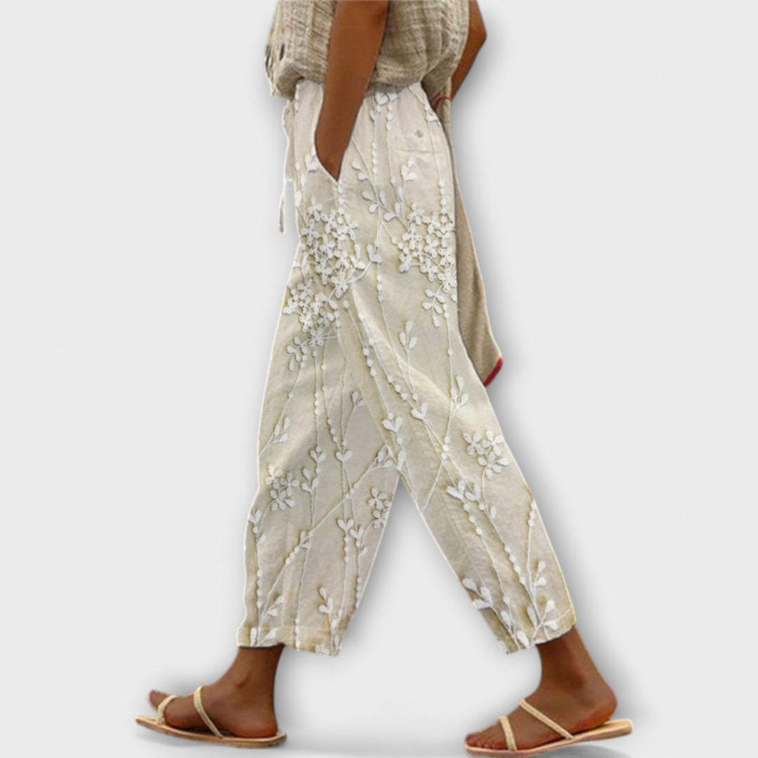 Anne - Hose mit Weinlaub-Muster