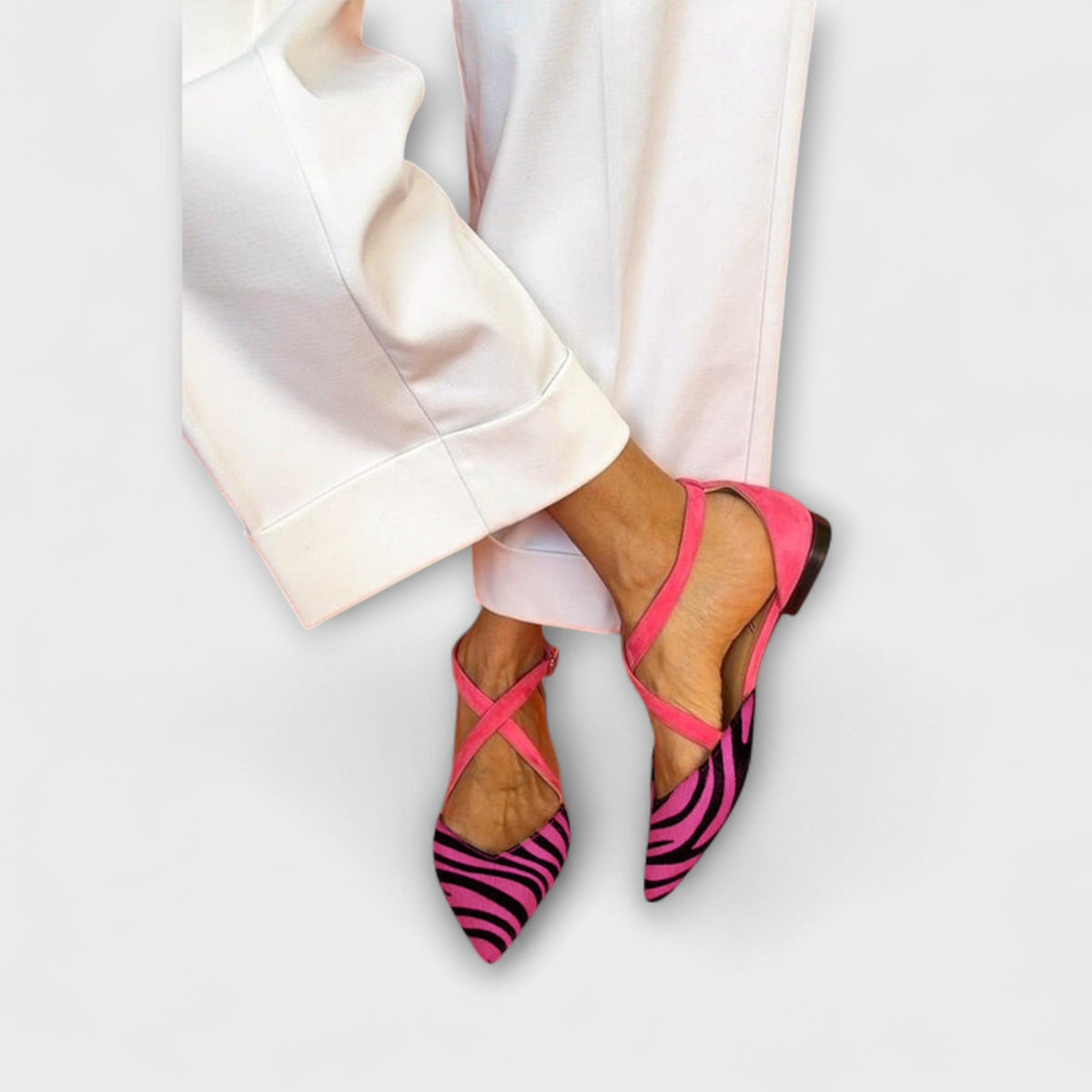 Emma - Zebra-hælrem-pumps i rosa