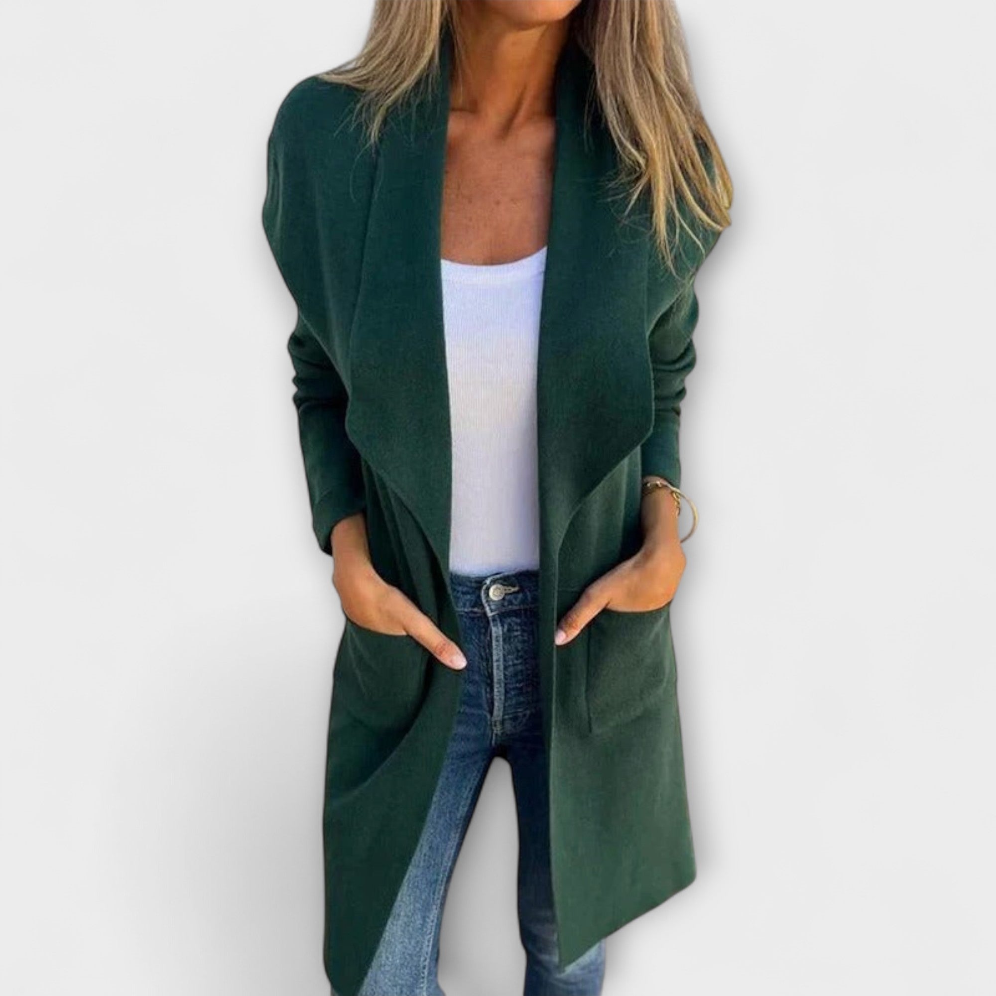 Selma - Gammelrosa figurtilpasset strikkejakke-kåpe