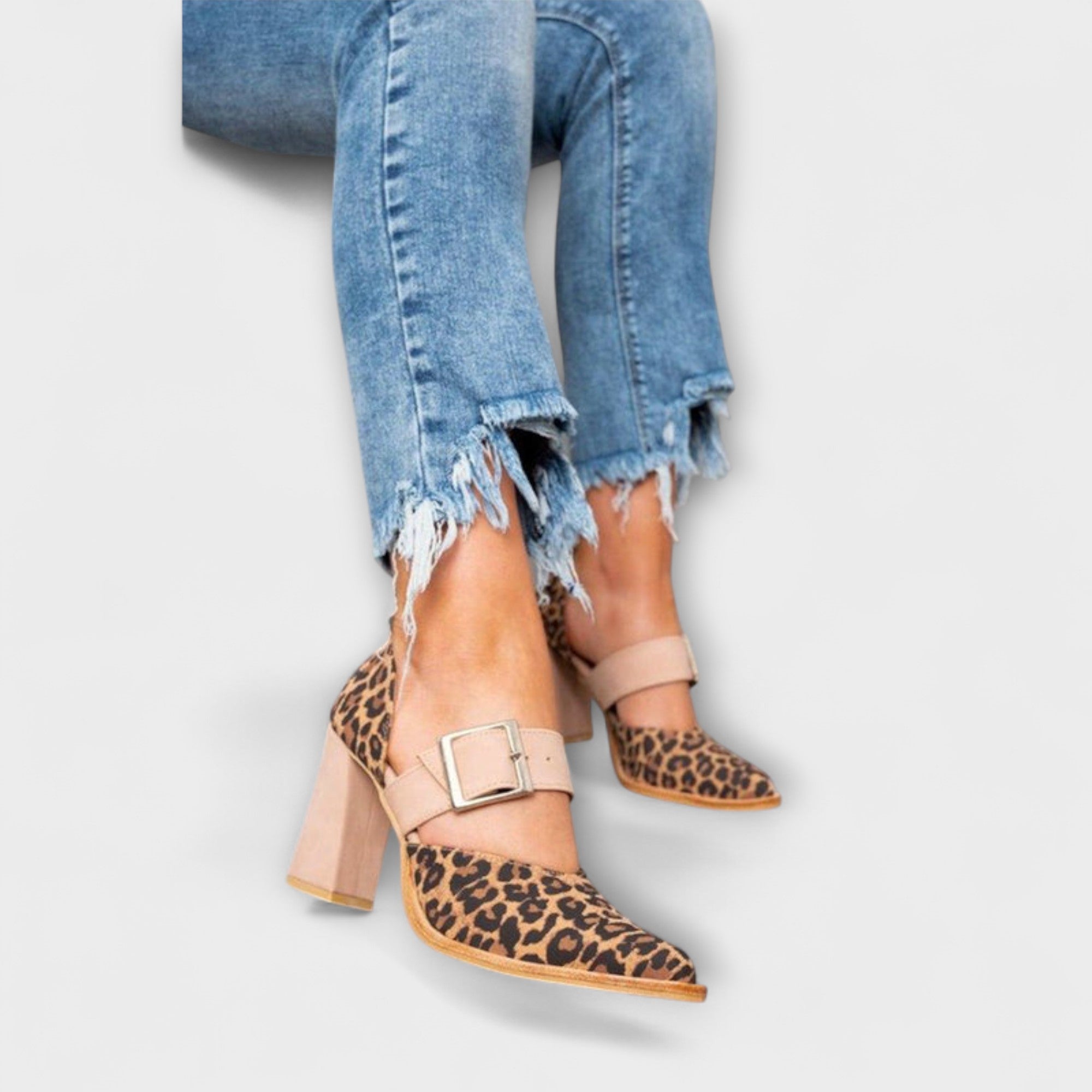 Kjersti - Leopard-Hæl Sandaler