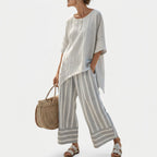 Kari - Asymmetrisk blusesett med striper