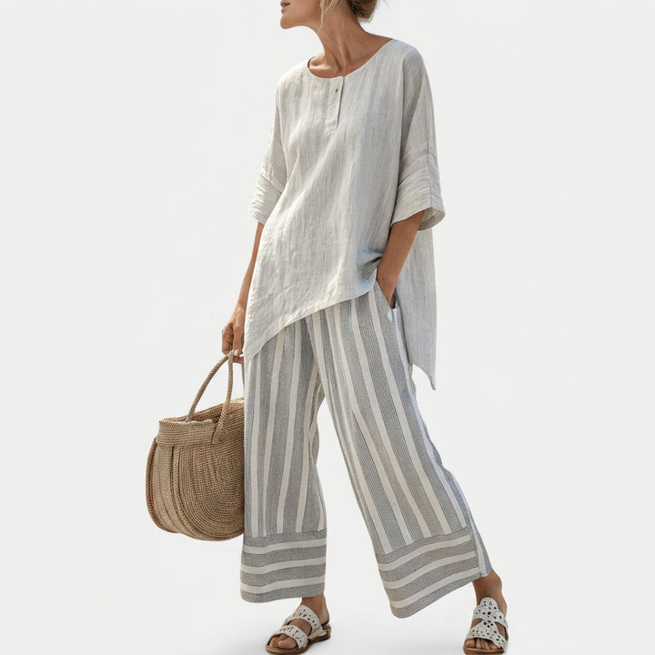 Kari - Asymmetrisk blusesett med striper
