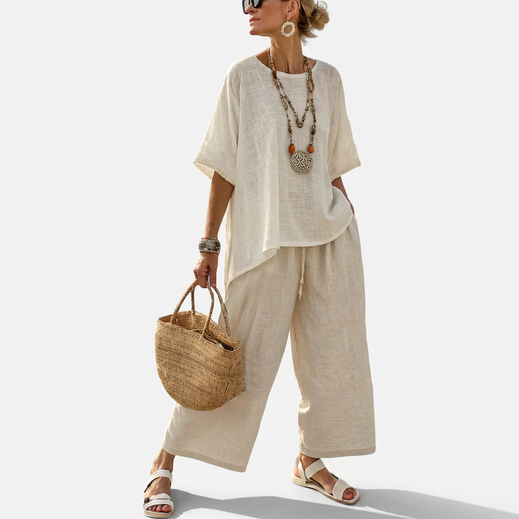 Solveig - Beige minimalistisk linsett