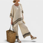 Berit - Elegante beige sett av lin og bambus