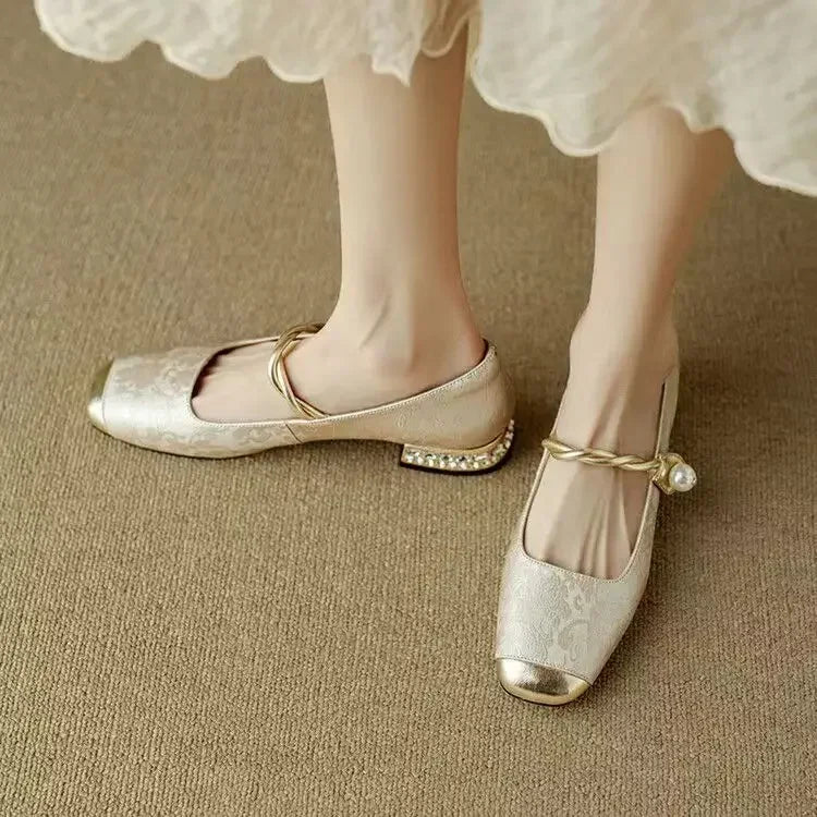 Oddny - Grønn fløyels Mary Jane-sko