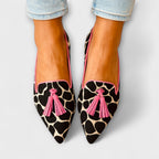 Helene - Leopard-tøfler med frynser