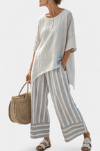 Kari - Asymmetrisk blusesett med striper