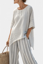 Kari - Asymmetrisk blusesett med striper
