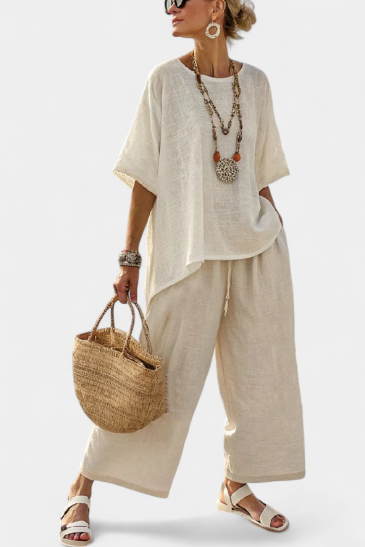 Solveig - Beige minimalistisk linsett
