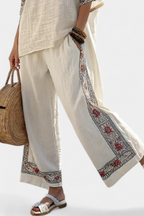 Anne - Beige middelhavssett med broderi