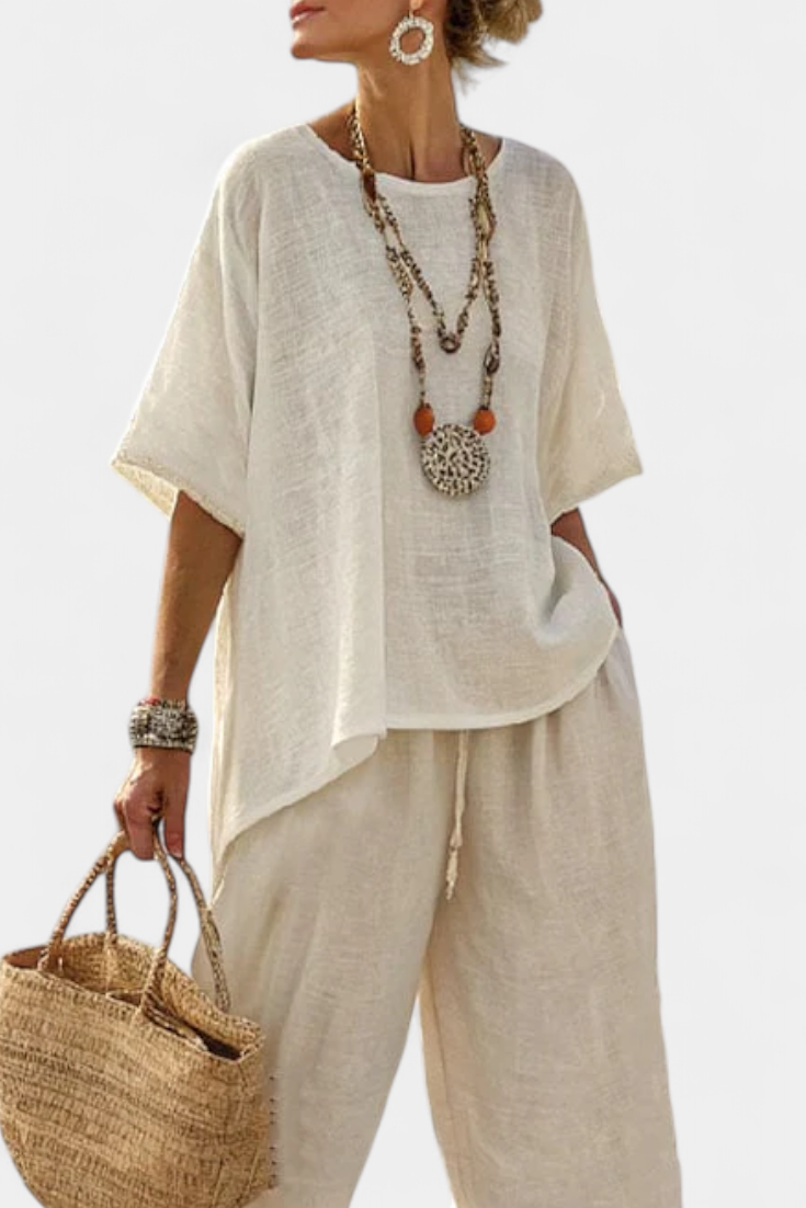 Solveig - Beige minimalistisk linsett