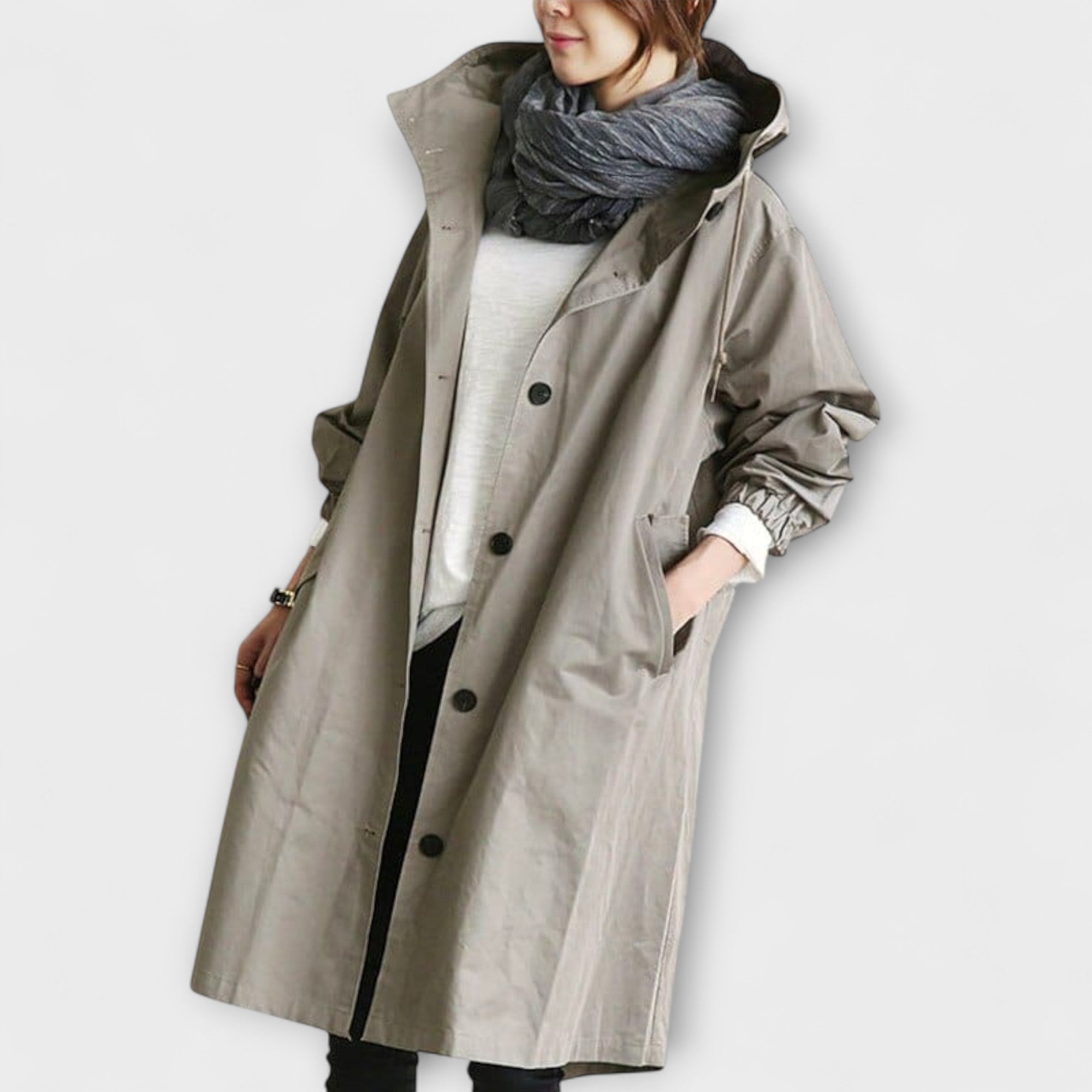 Astrid - Grå elegant trenchcoat