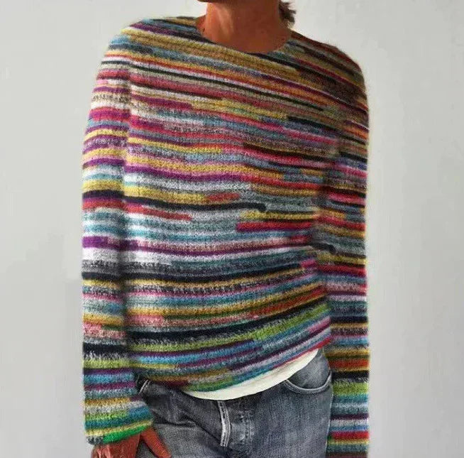 Nina - Fargerik nostalgisk genser med stripemønster