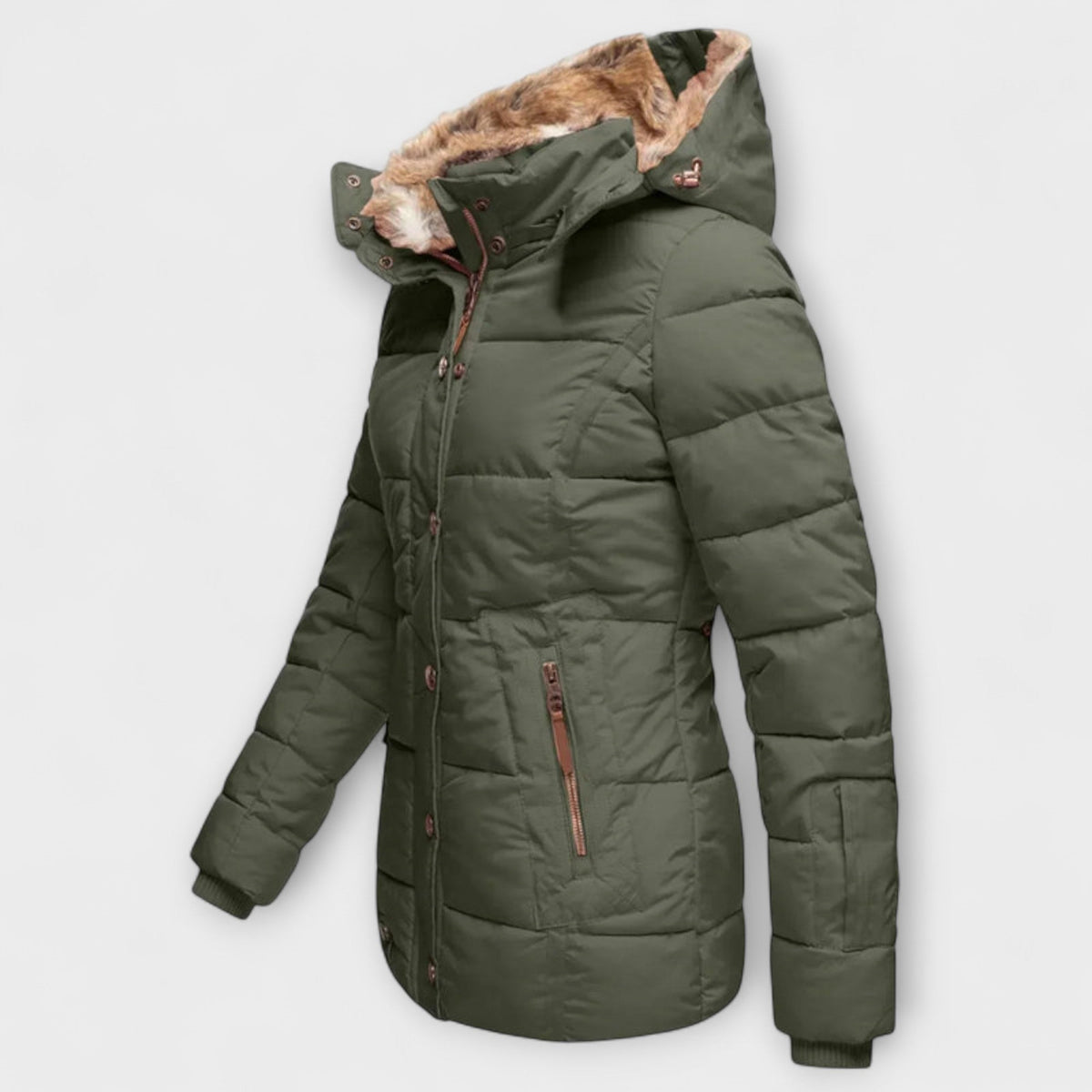 Aud - Svart elegant damejakke med pelshette