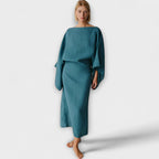 Dagmar - Blått kimono-kjole i lin