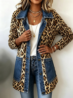 Malin | Leopardmønstret langjakke med denim
