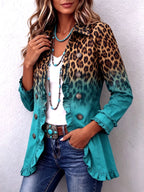 Emma | Leopard Ombre Volang Blazer Jakke