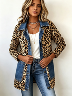 Malin | Leopardmønstret langjakke med denim