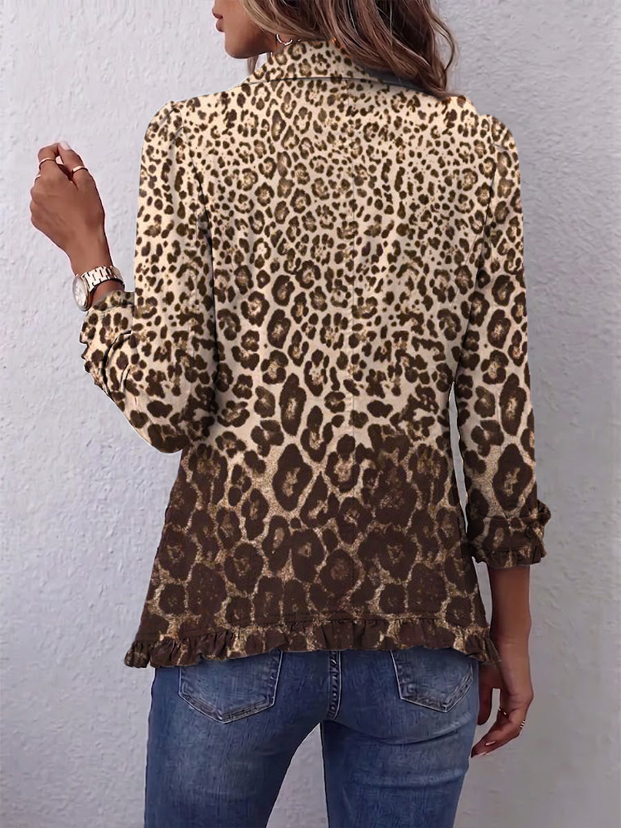 Abigail | Leopardmønstret Volangjakke